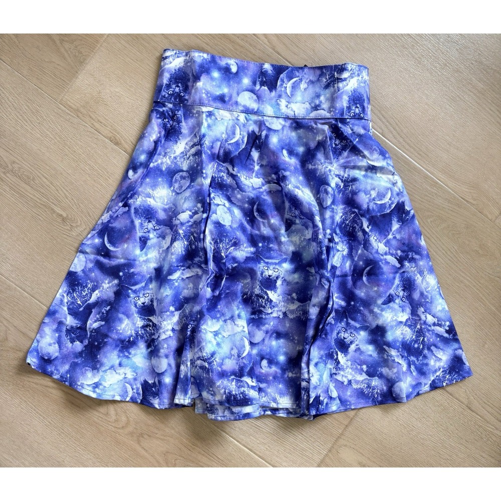 Retrolicious Skater Skirt Cat Moon Size XS 100% Cotton